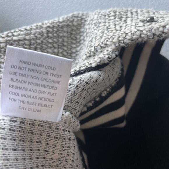 OLIVE + OAK Varsity Jacket Women Size S Fitted Snap Closure Black White Baseball - Picture 5 of 9